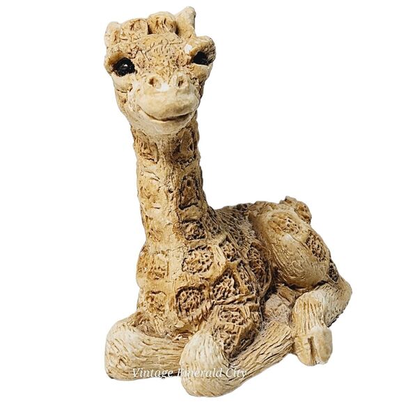 Vtg Baby Speckled Giraffe Brown Colored Animal Figurine Stone Critter Littles - Picture 9 of 9